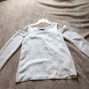 Cold shoulder satin blouse